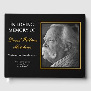 Livro De Visitas Funeral elegante simples do falecimento do preto