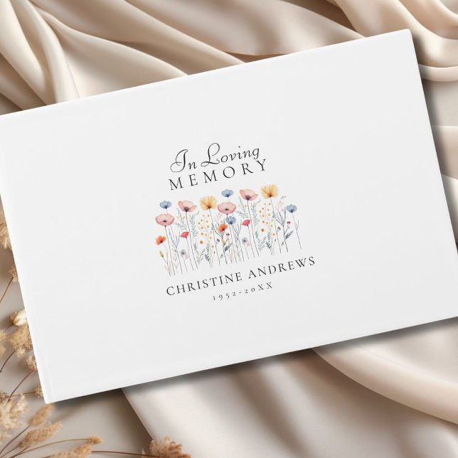Livro De Visitas Funeral Elegante, Wildflower "In Loving Memory" (Elegant, Wildflower "In Loving Memory" Funeral Guest Book)