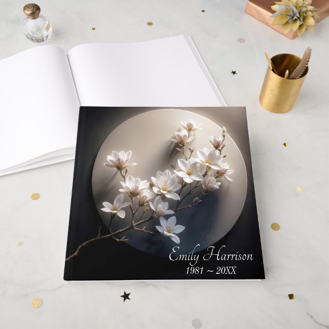 Livro De Visitas Funeral Flowering Dogwood Tree Branch (Frente aberta)