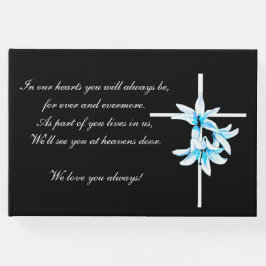 Livro De Visitas Funeral Guestbook Floral Cross
