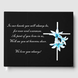 Livro De Visitas Funeral Guestbook Floral Cross