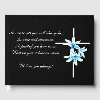 Livro De Visitas Funeral Guestbook Floral Cross