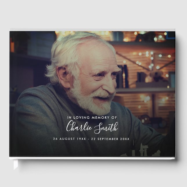 Livro De Visitas Funeral Moderno De Memória Adorável De 2 Fotos (Frente)