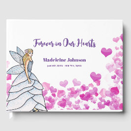 Livro De Visitas Funerária Linda Menina Fada Princesa Rosa