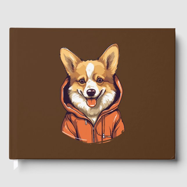Livro De Visitas Funny Corgi Vestindo Hoodie (Frente)
