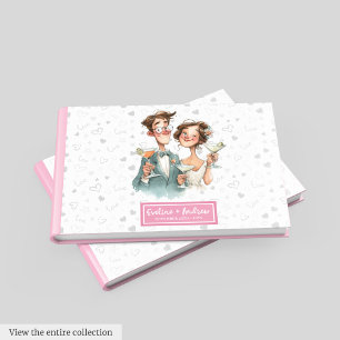 Livro De Visitas Funny Quirky Casal Wedky Guest Book Watercolor
