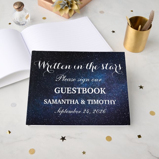 Livro De Visitas Galaxy Stars Starry Night Celestial (Frente aberta)