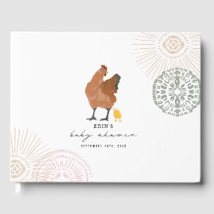 Livro De Visitas Galinha Chá de fraldas Sage Rosa