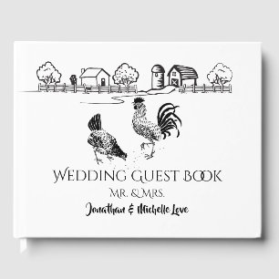 Livro De Visitas Galinhas galo, galinha preto, casamento branco