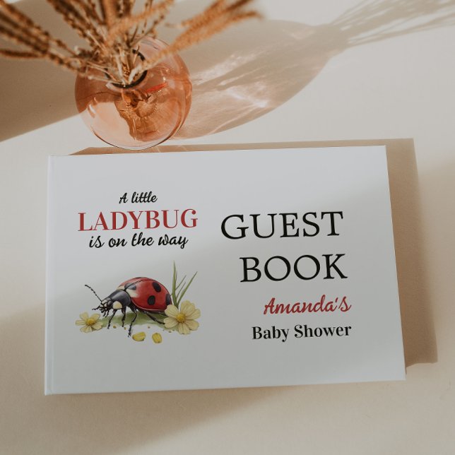 Livro De Visitas Garden Floral Daisy Cute Red Ladybug Baby Shower (Criador carregado)