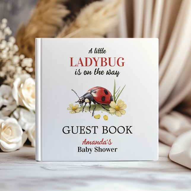 Livro De Visitas Garden Floral Daisy Little Ladybug Baby Shower (Criador carregado)