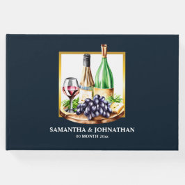 Livro De Visitas Garrafas de vinho de aquarela vinícola país