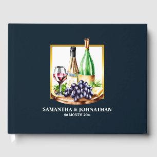 Livro De Visitas Garrafas de vinho de aquarela vinícola país