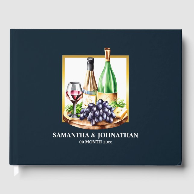 Livro De Visitas Garrafas de vinho de aquarela vinícola país (Frente)