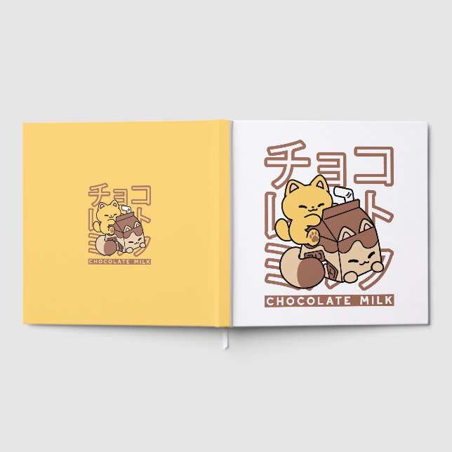 Livro De Visitas Gato Cinto Trilho Chocolate Leite Cartonagem Kawai (Completo)