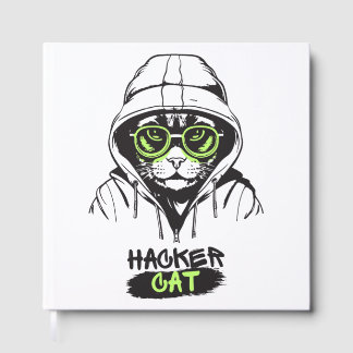Livro De Visitas Gato Hacker Ciber Gamer Programador de Tecnologia