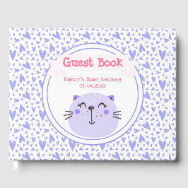 Livro De Visitas Gato Roxo | Chá de fraldas Lilac Hearts