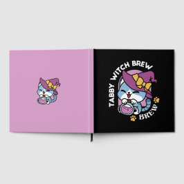 Livro De Visitas Gato Tabby de Halloween – Arte de Chapéu de Bruxa