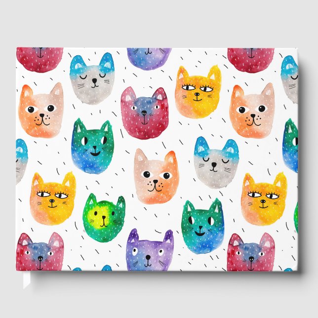 Livro De Visitas Gatos com aquarelas e amigos (Frente)