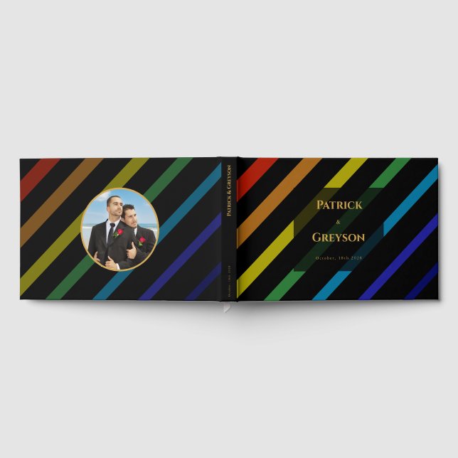 Livro De Visitas Gay Men Wedding Elegant Rainbow Photo (Completo)