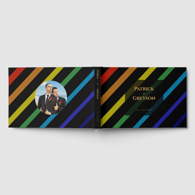 Livro De Visitas Gay Men Wedding Elegant Rainbow Photo (Completo)