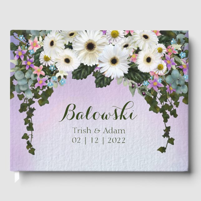 Livro De Visitas Gerbera Daisies Swag Wedding (Frente)
