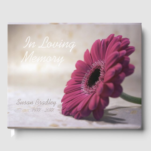 Livro De Visitas Gerbera Funeral Memorial Lembrança Convidado (Frente)