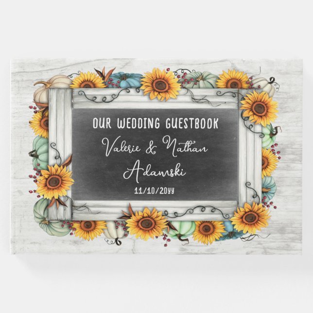 Livro De Visitas Girassol Abóbora Rustico Quadro-negro Fazenda Casa (Frente)