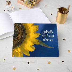 Livro De Visitas Girassol Amarelo no Casamento Azul