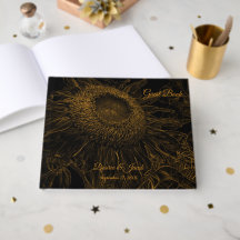 Girassol Dourado Arte Floral Preta Elegante