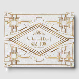 Livro De Visitas Glam Dourado Excelente Branco Casamento Gatsby