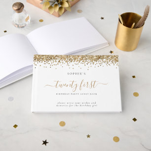 Livro De Visitas Glitter Dourado 21ª Festa de aniversário
