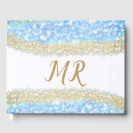 Livro De Visitas glitter dourado azul glitter glitter nome monogram
