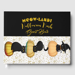 Livro De Visitas Glitter Dourado do Halloween Bash Black Cats