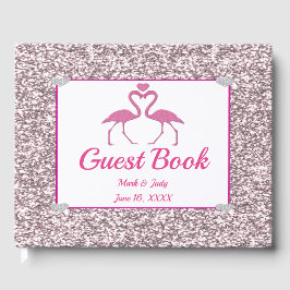 Livro De Visitas Glitter Flamingo Flamingo, Cor Rosa, Guestbook