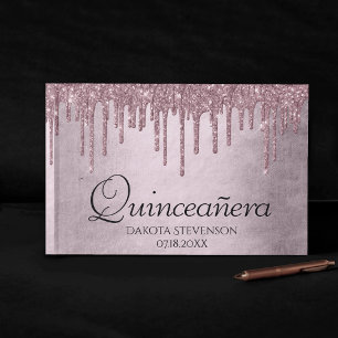 Livro De Visitas Glitter Rosa Girly Mauve Sweet XVI