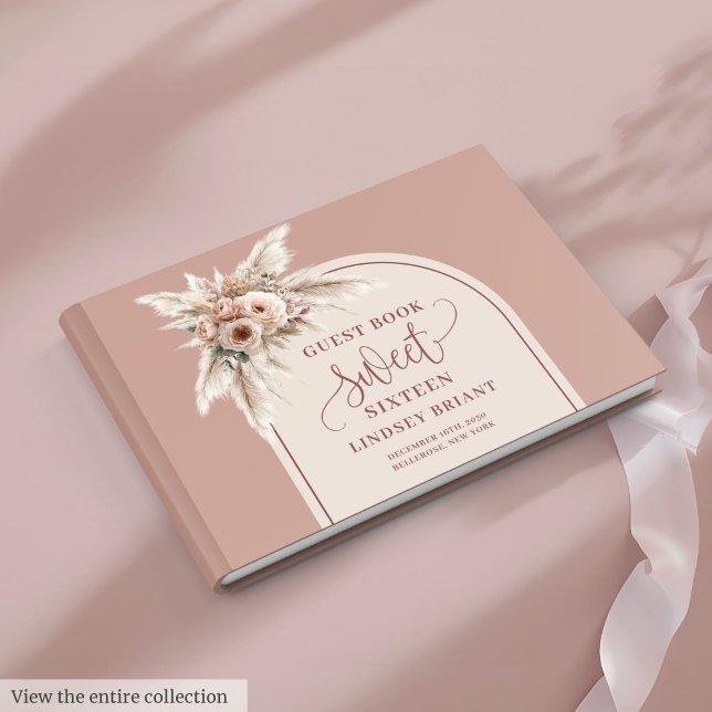 Livro De Visitas Glitzy Arch Pastel Pink Pampas Floral Boho Sixteen (Glitzy Arch Pastel Pink Pampas Floral Boho Sixteen

)