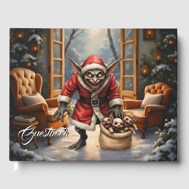 Livro De Visitas Goblin de Natal assustador - Papais noeis de Mau d (Frente)