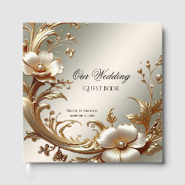 Livro De Visitas Gold Floral Guest Book