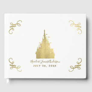 Livro De Visitas Gold Foil Princess Flag Castle Storybook Weding
