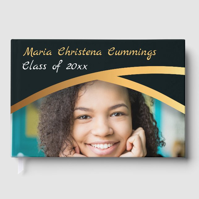 Livro De Visitas Golden Elegance Class Of Photo Graduation (Frente)