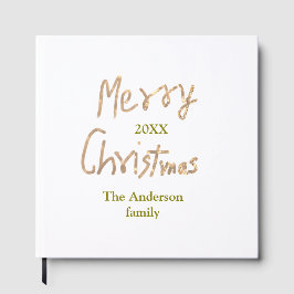 Livro De Visitas Golden glitter merry christmas add family name yea