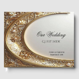 Livro De Visitas Golden Ornate Frame Guest Book