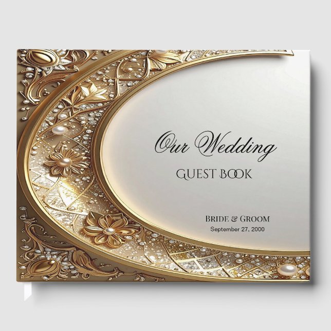 Livro De Visitas Golden Ornate Frame Guest Book (Frente)