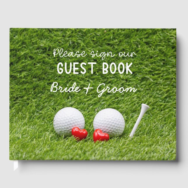 Livro De Visitas Golf Casou duas bolas de golfe em verde com amor (Frente)