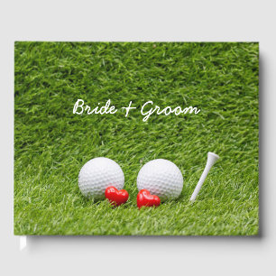 Livro De Visitas Golf Casou duas bolas de golfe em verde com amor