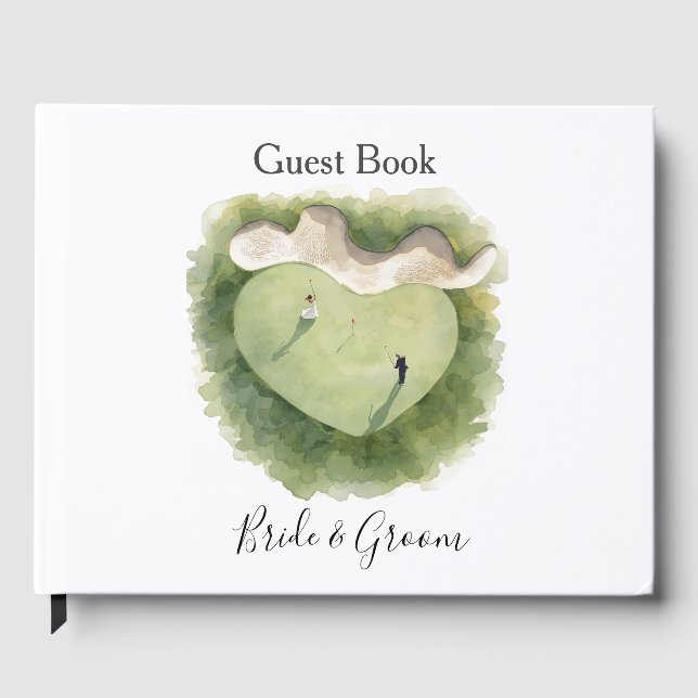 Livro De Visitas Golf Let's Par tee with Bride and Groom Wedding  (Frente)