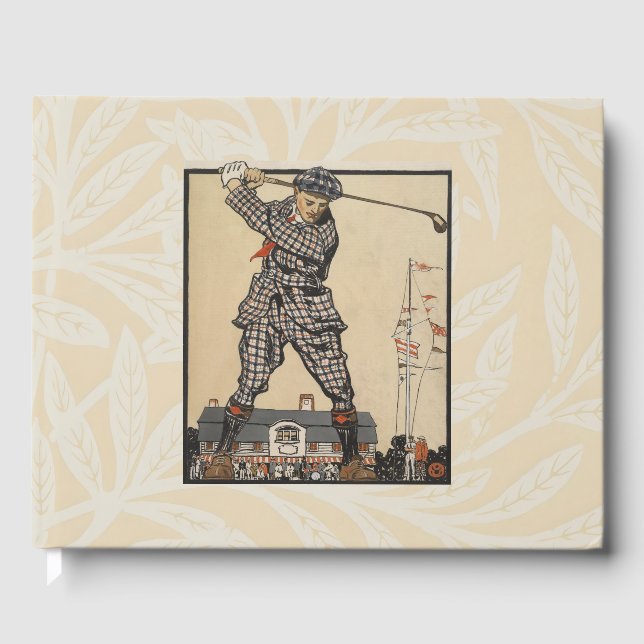 Livro De Visitas Golfing Through Time: Man Swinging Golf Club (Frente)