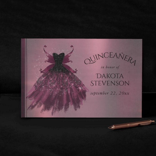 Livro De Visitas Gothic Fairy Fuchsia Gown | Magenta Rosa-Rosa-Boca (Criador carregado)