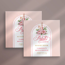 Livro De Visitas Graceful blush and gold petals prosecco sign book
